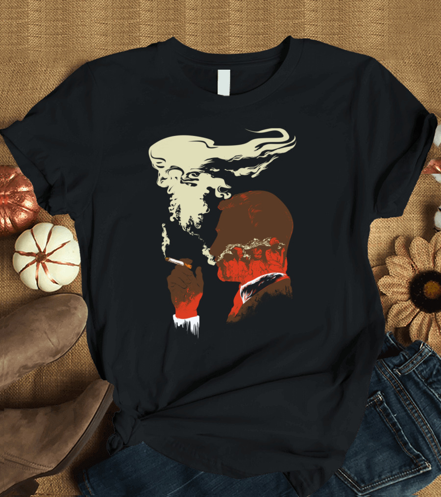 MadMen Smoke Silhouette with Abstract T-Shirt