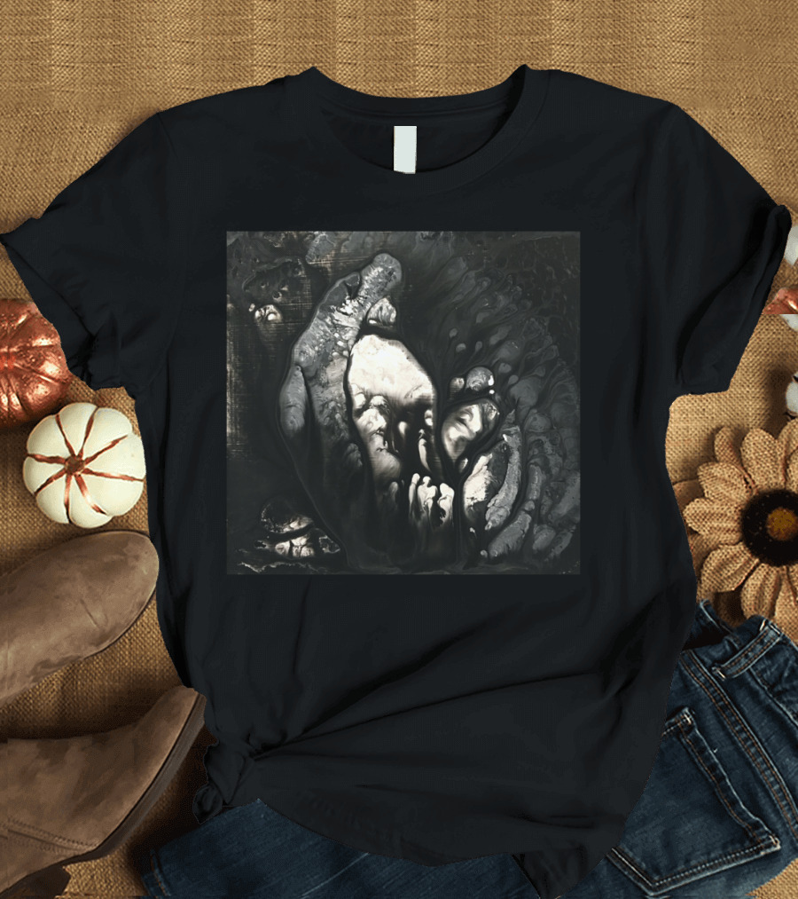 In A Shell Monochrome Abstract Faces and Textures T-Shirt