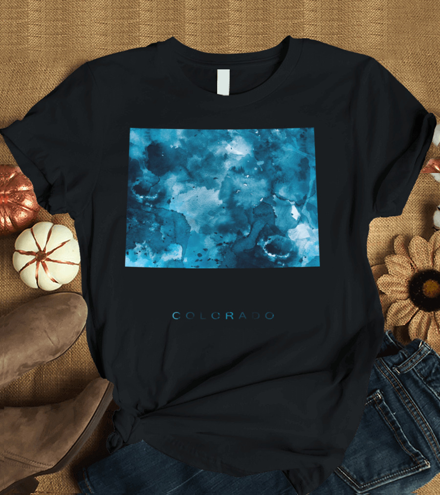 Colorado Watercolor Blue Abstract T-Shirt