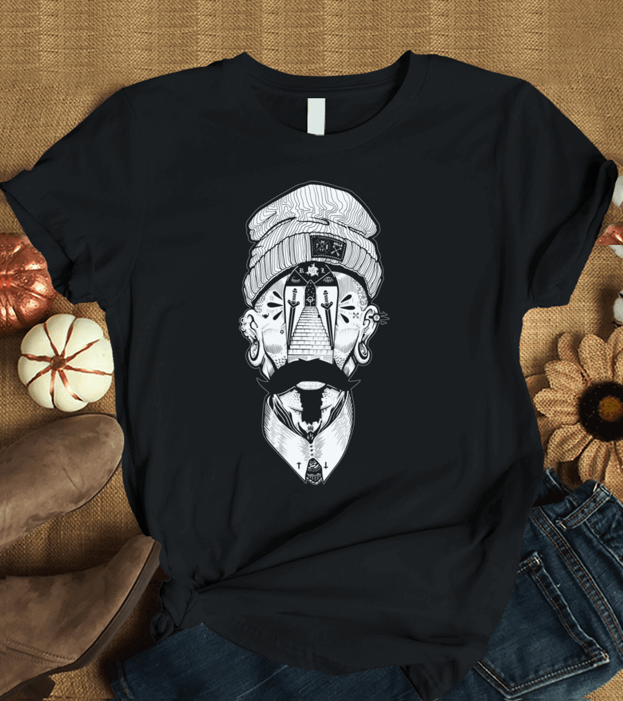 Face Steps Vision Stairs Moustache Earring T-Shirt