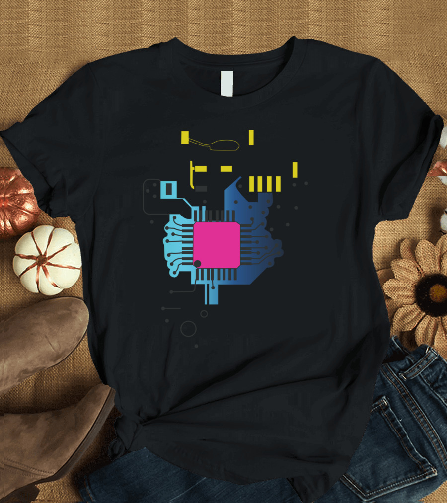 Colored Circuit Chip Design Programmer Card Architecture T-Shirt