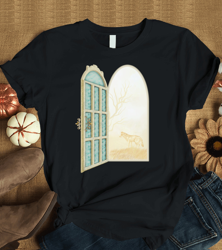 Open View DreamE Enchanted Gateway with Wolf Scene T-Shirt