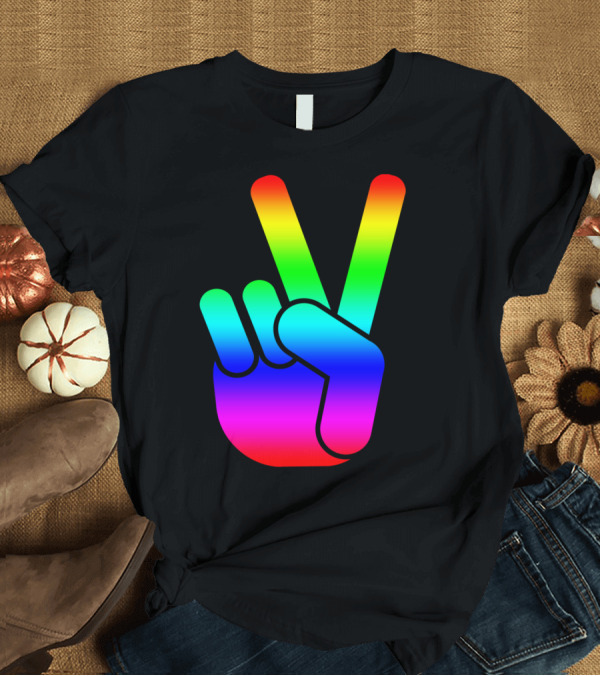 T-Shirt: Peace Sign Rainbow Gradient Equality T-Shirt Peace Sign Rainbow Gradient Equality T-Shirt