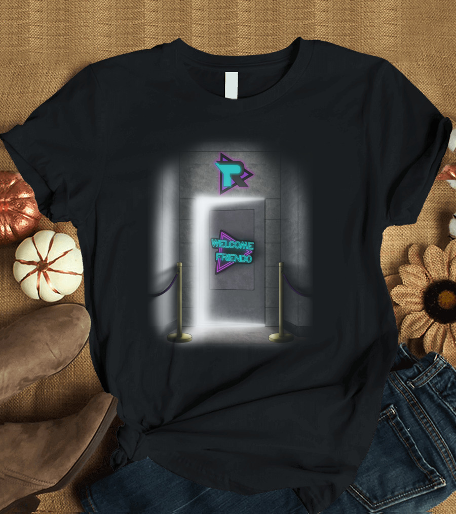 Welcome Friendo Neon Doorway Portal R T-Shirt