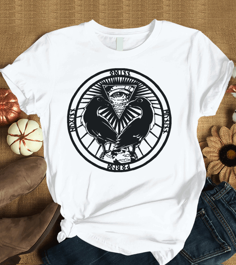 Huginn And Muninn All-Seeing Eye Ravens Occult Symbolism T-Shirt