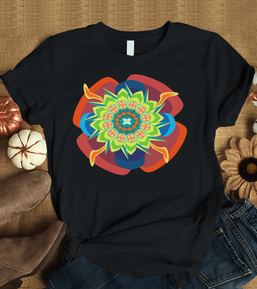Mandala Green Yellow Colorful Floral T-Shirt