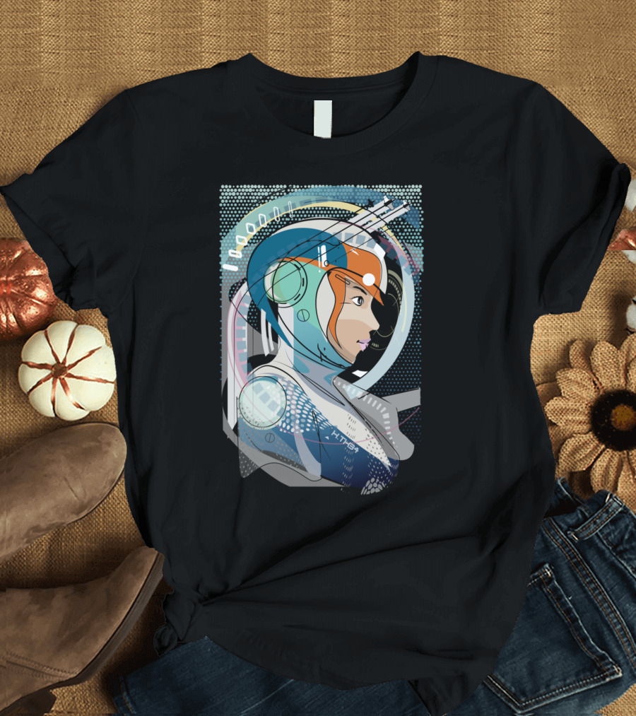 Space Pilot Girl Futuristic Comic Art HTR9 T-Shirt