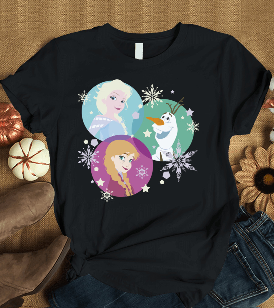 Frozen Elsa Anna Olaf Snowflakes Bubbles Racer T-Shirt