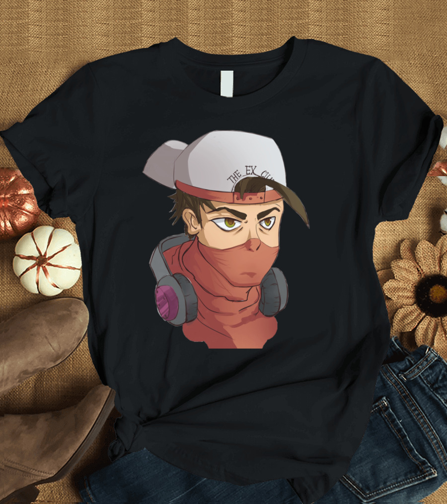 DarianEX Products The EX City Anime Character with Headphones and Cap T-Shirt