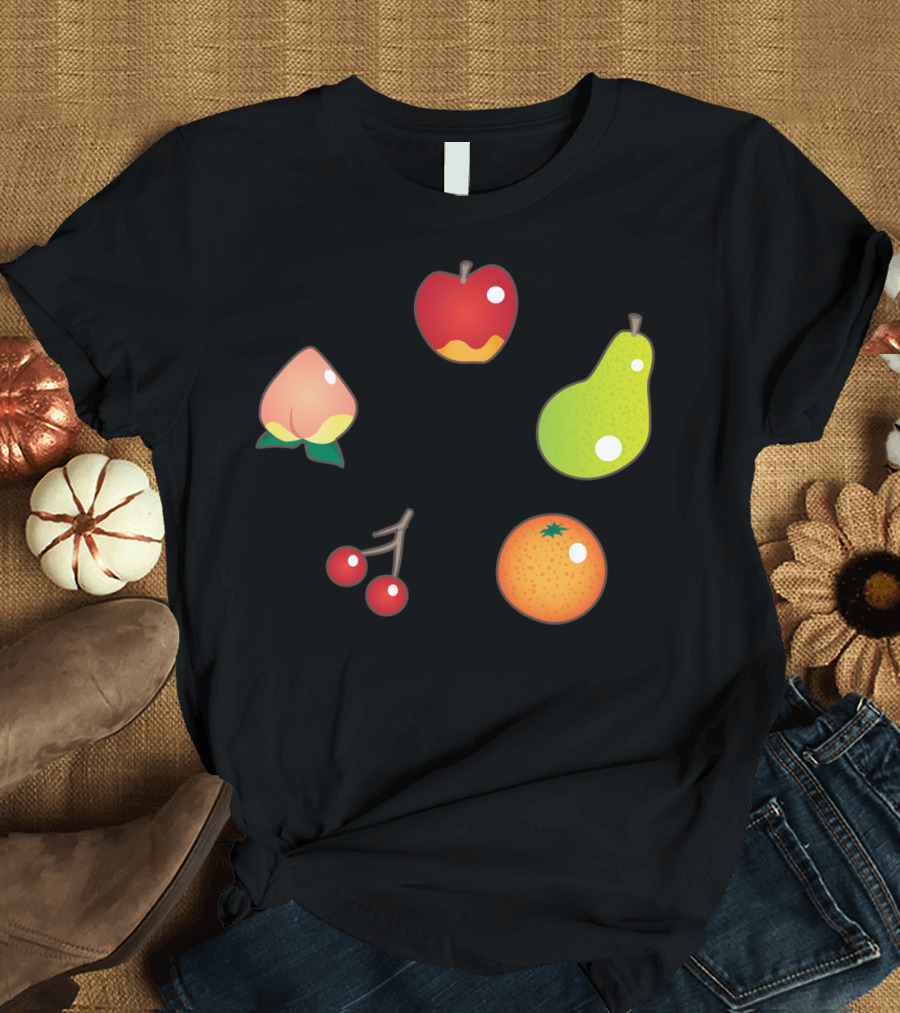 Fruit-Themed Basketball Illustrations: Apple, Peach, Pear, Orange, Cherry T-Shirt