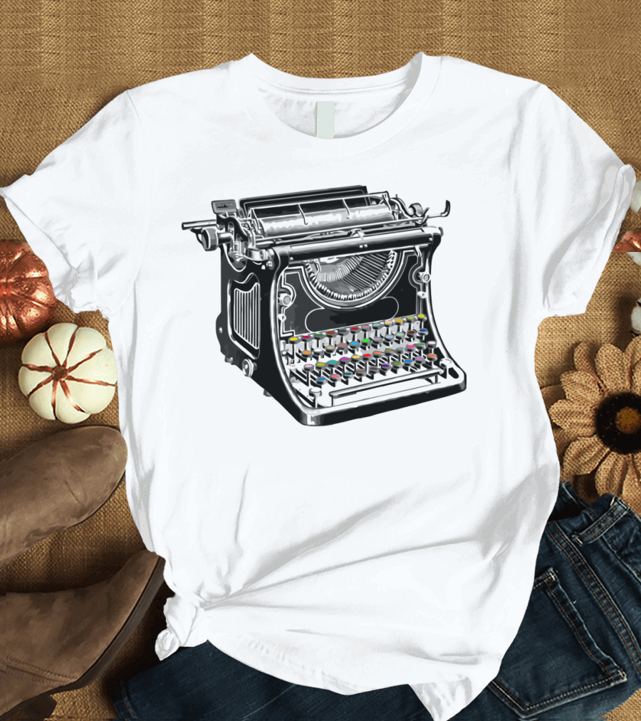 Colorful Typewriter Keys Vintage Machine T-Shirt