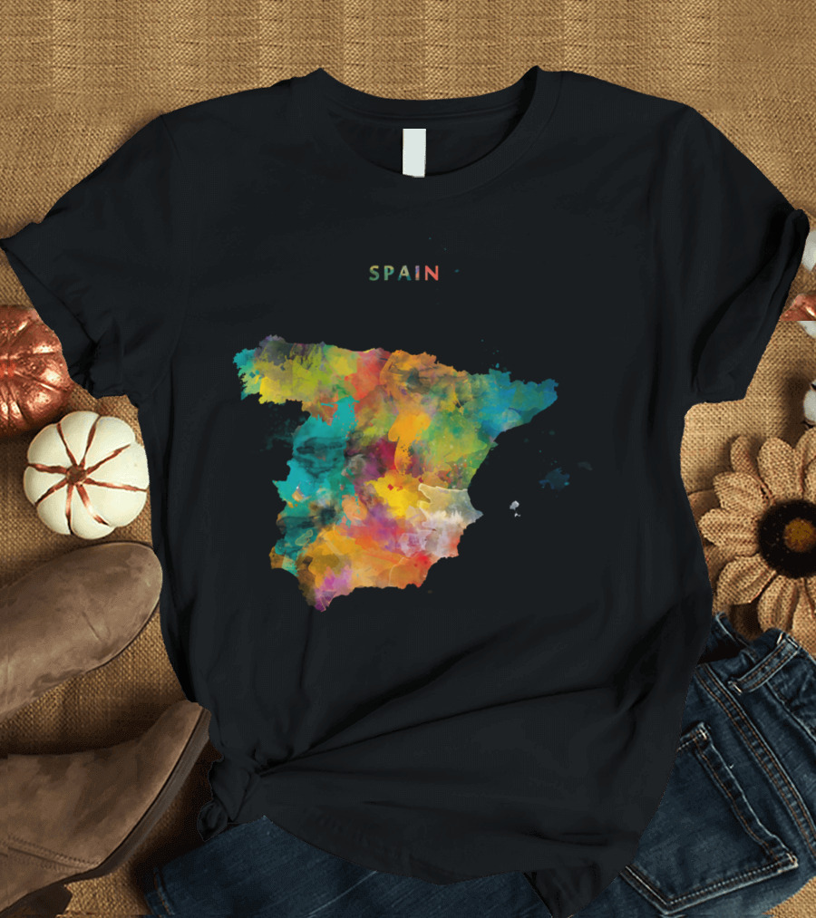 Spain Map Colorful Abstract T-Shirt