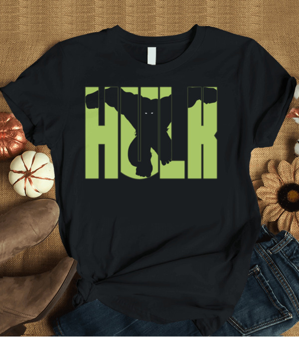 T-Shirt: Hulk Bold Green Silhouette Inside Text T-Shirt Hulk Bold Green Silhouette Inside Text T-Shirt