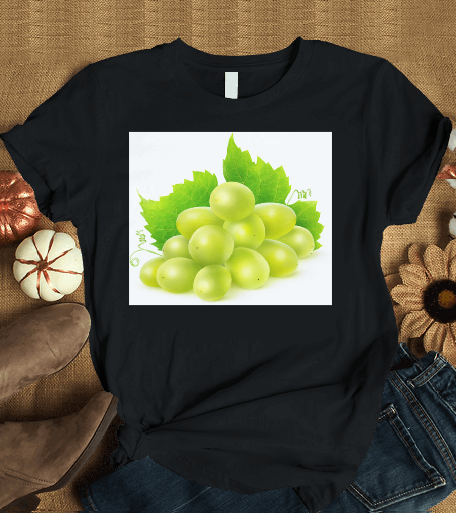 White Grapes and Green Leaf Cluster T-Shirt
