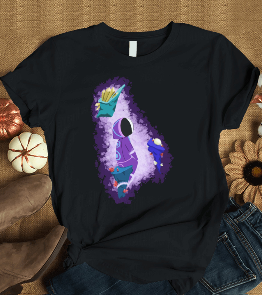 In Space Alone Abstract Hooded Figure with Celestial Accents T-Shirt
