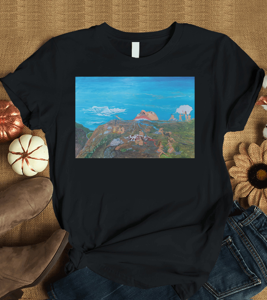 Human Cousine La Landscape Fantasy Scene with Unique Figures T-Shirt