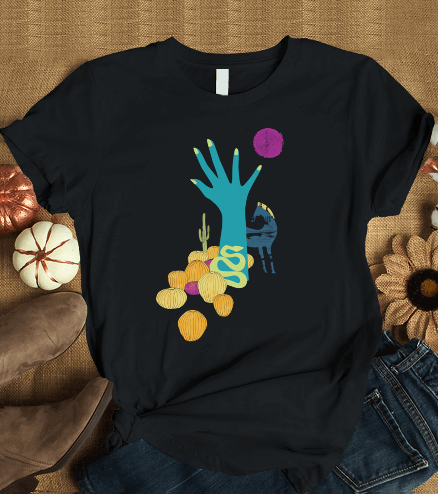 In The Desert Hand Cactus Moon Cacti T-Shirt
