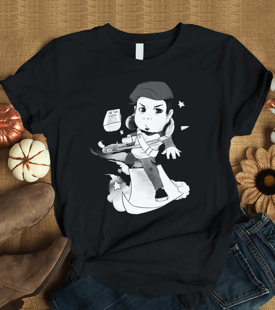 Painter Astronaut Adventure with Giant Pencil in Space T-Shirt