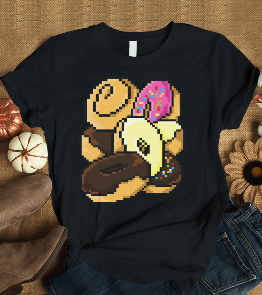 Pixelated Donut Assortment with Sprinkles and Swirls T-Shirt