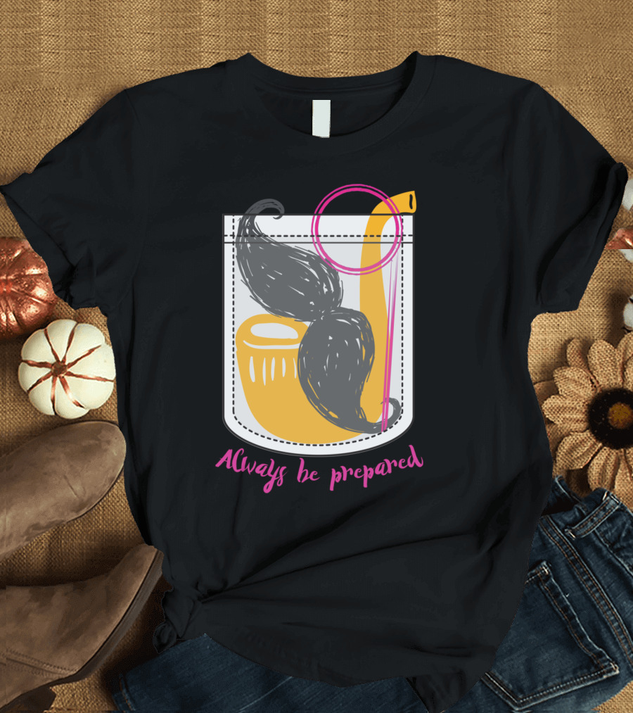 Always Be Prepared With Pipe Mustache Comb Pocket T-Shirt