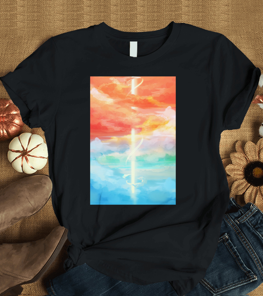 In The Sky Light Beam Amidst Vibrant Clouds T-Shirt