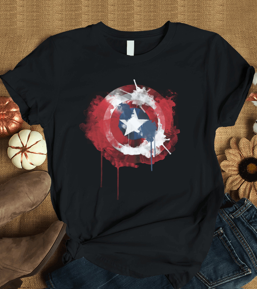 Captain America Shield Watercolor T-Shirt