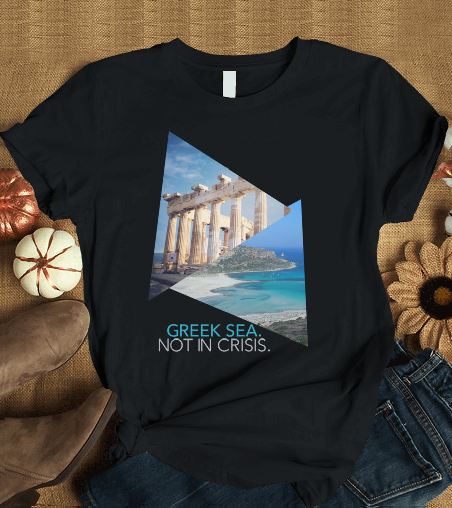 Greek Sea Not In Crisis Parthenon Beach Image T-Shirt