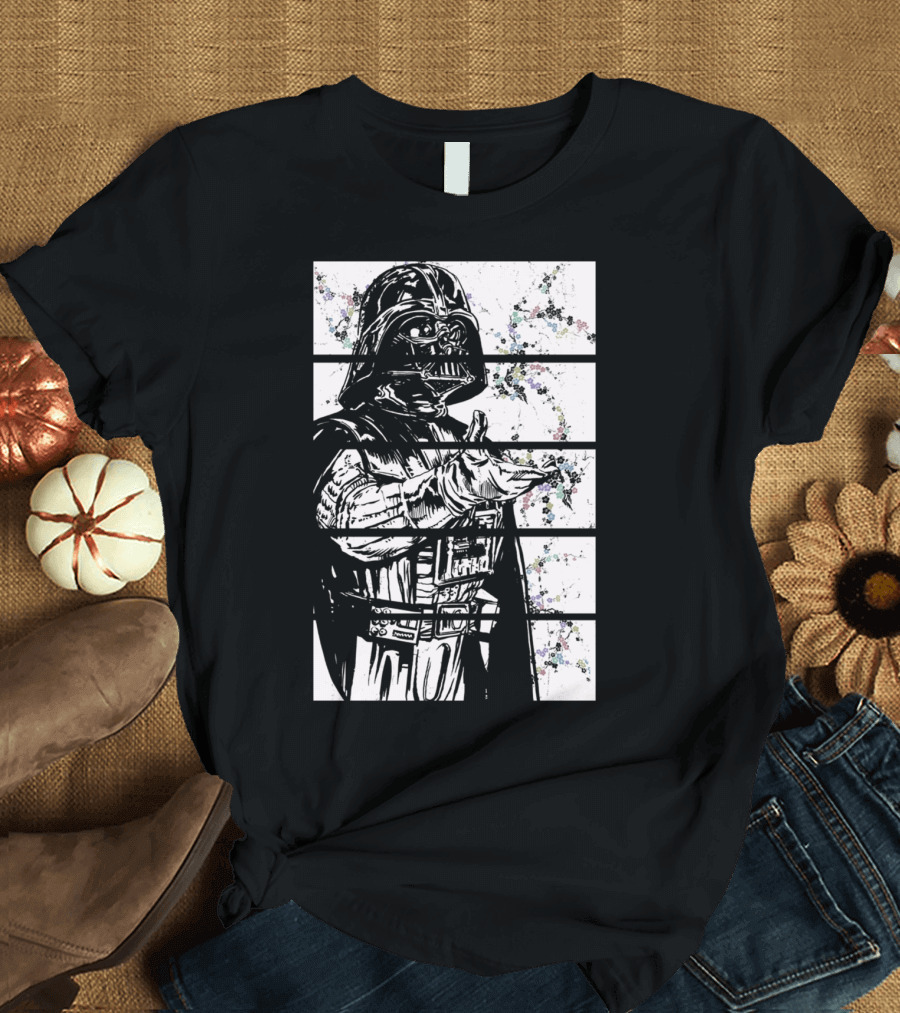 Darth Vader Floral Splatter Panels T-Shirt