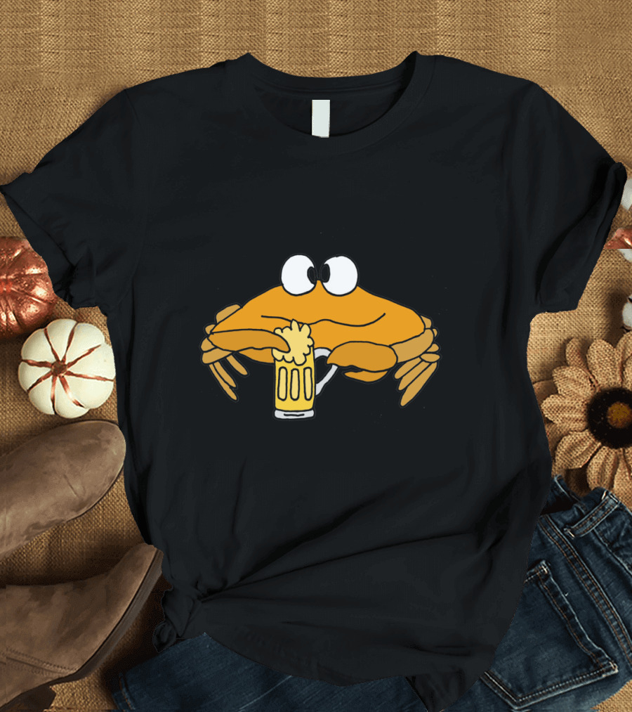 But Officer I've Never Been Able to Walk a Straight Line Funny Funky Crab Drinking Beer T-Shirt