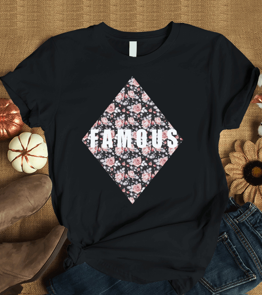 Famous Floral Roses Pattern Diamond T-Shirt