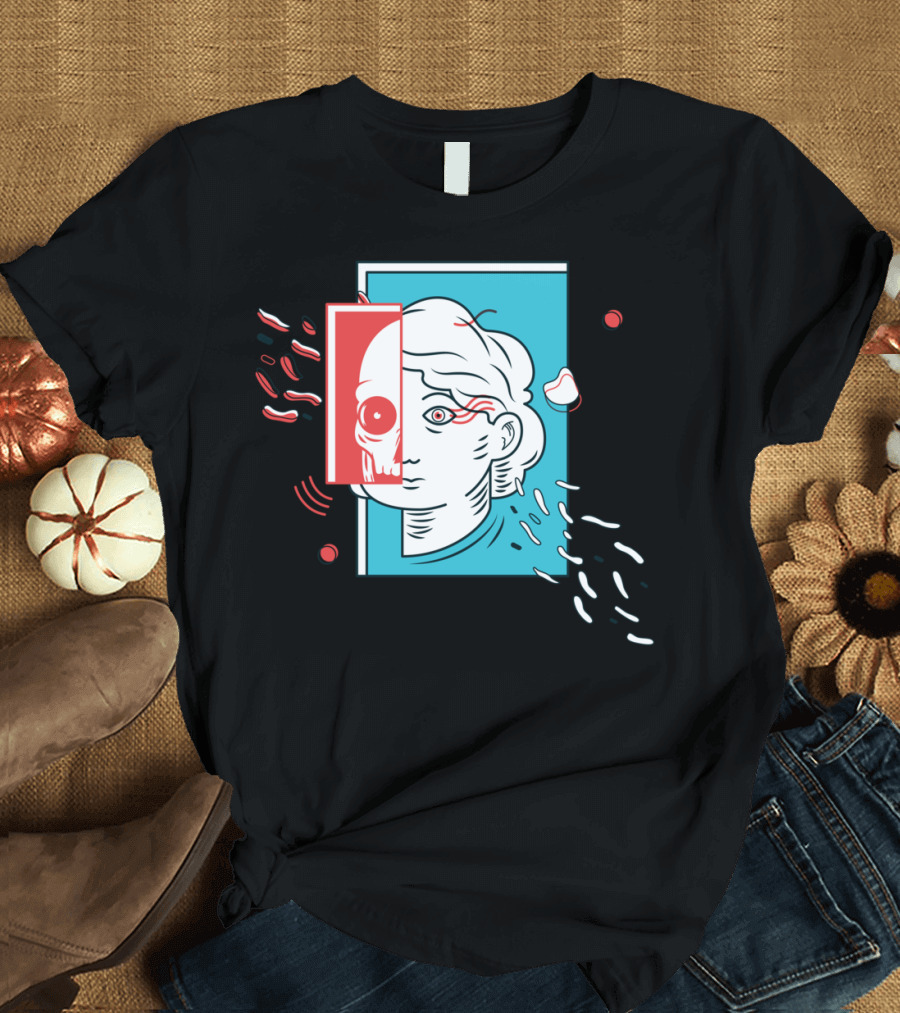 Dorian Gray Split Portrait Skull T-Shirt