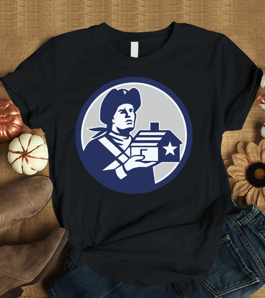 American Patriot with House and Star Emblem T-Shirt