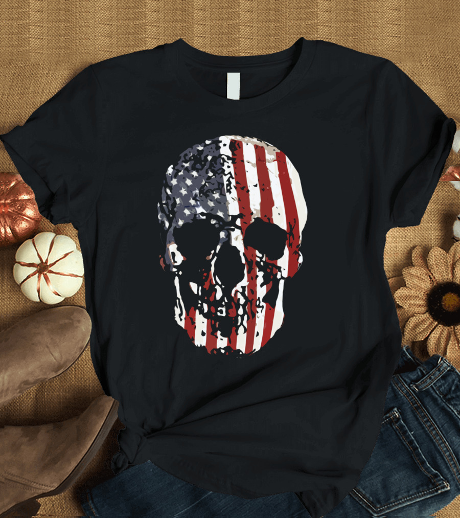 Stars And Stripes Skull American Flag T-Shirt