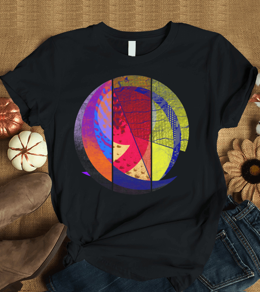 Human Sun Colorful Geometric Abstract Circle T-Shirt