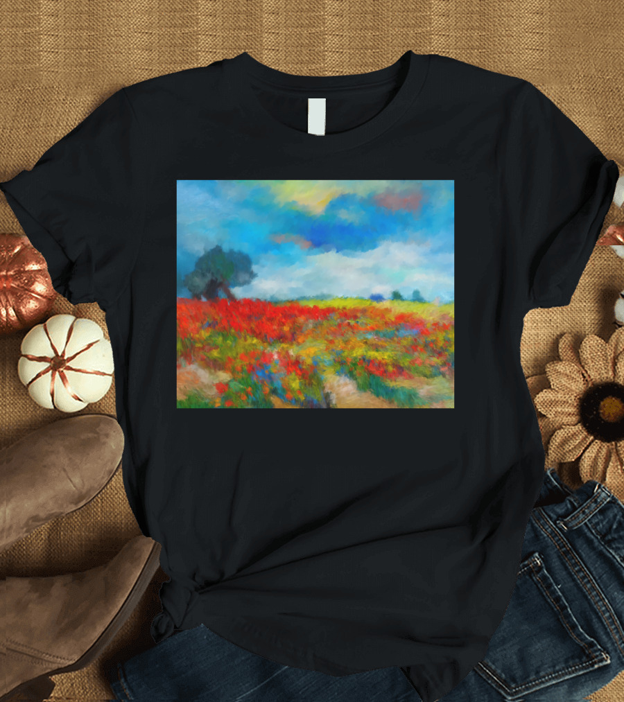 Peaceful Impressions Vivid Landscape of Colorful Fields T-Shirt