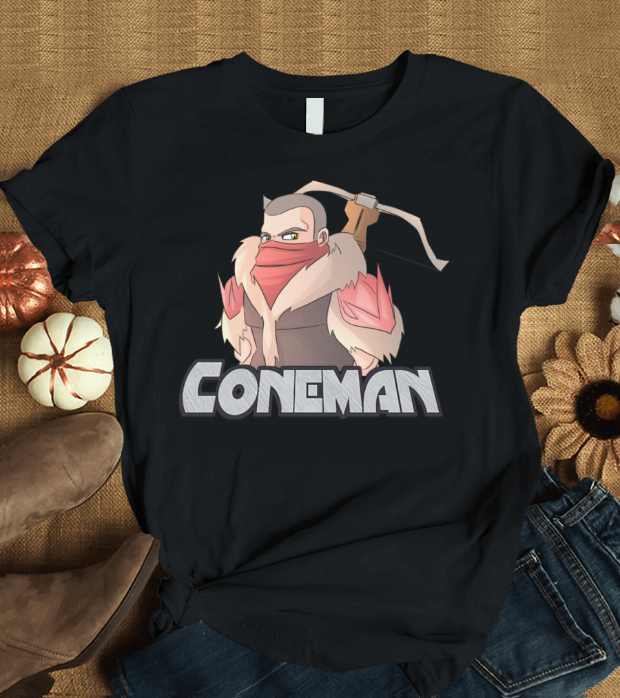 Coneman Gaming Archer Character with Bow and Fur Collar T-Shirt