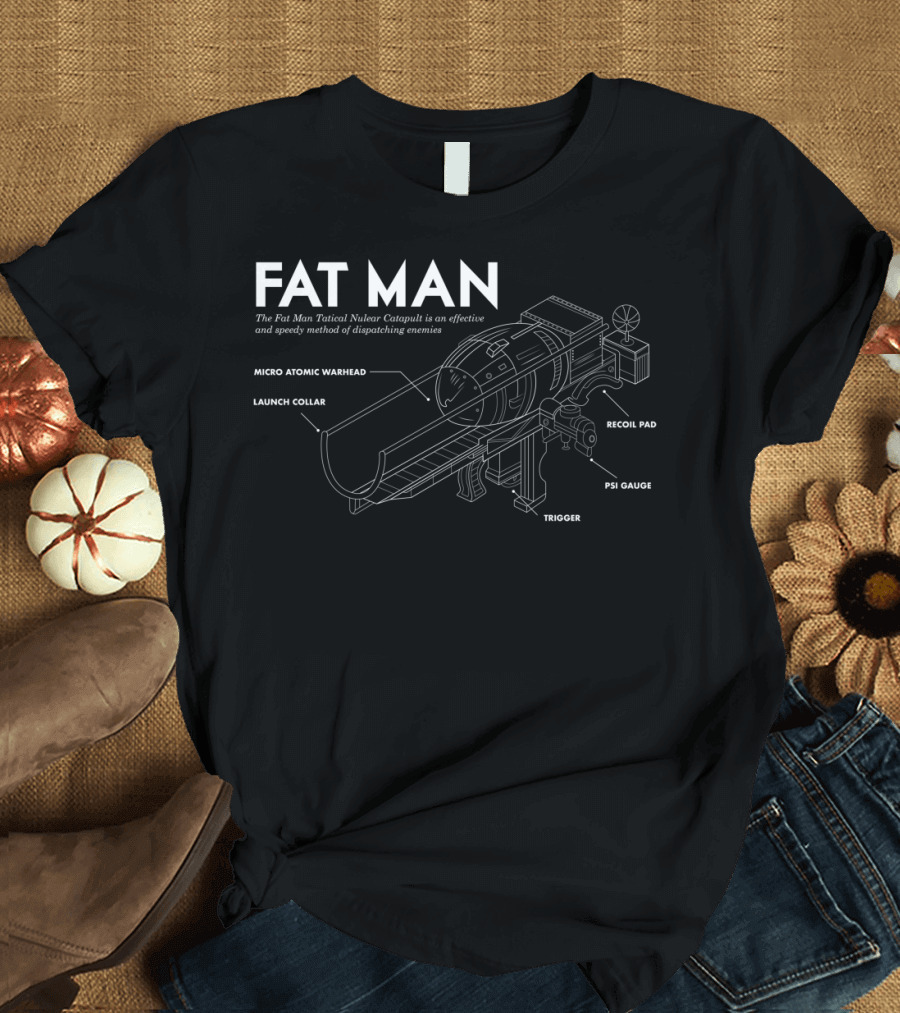 FAT MAN Micro Atomic Warhead Tactical Nuclear Catapult Diagram T-Shirt