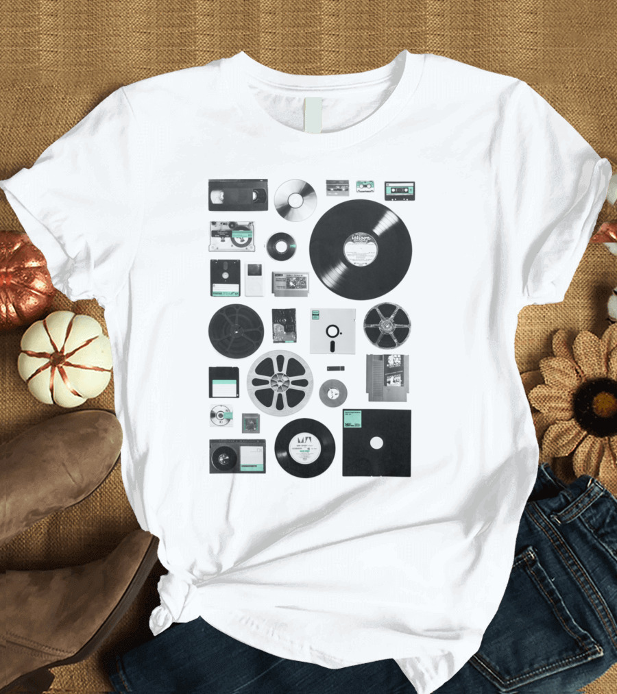 Data Vinyl Cassette CD Reel Tape Collection T-Shirt