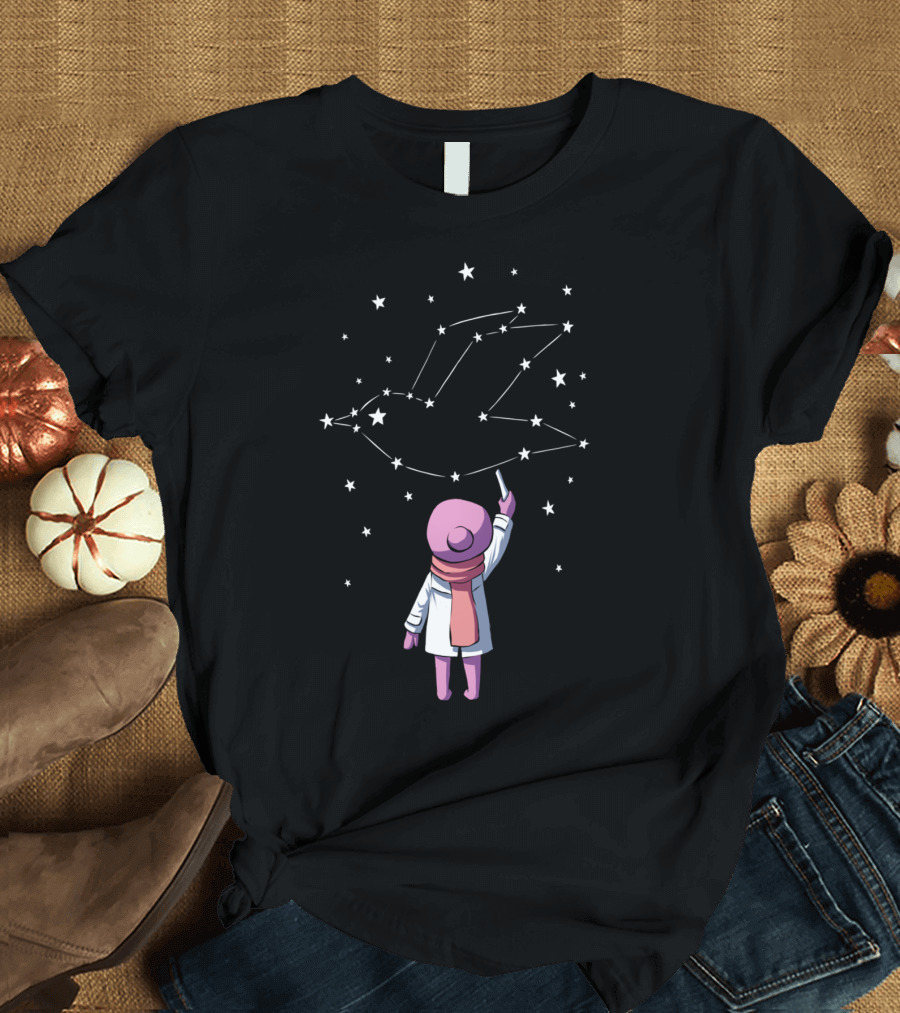 Constellation Bird Child with Stars T-Shirt