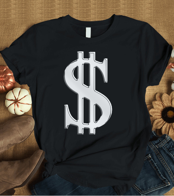 T-Shirt: Cash Dollar Sign Metallic T-Shirt Cash Dollar Sign Metallic T-Shirt