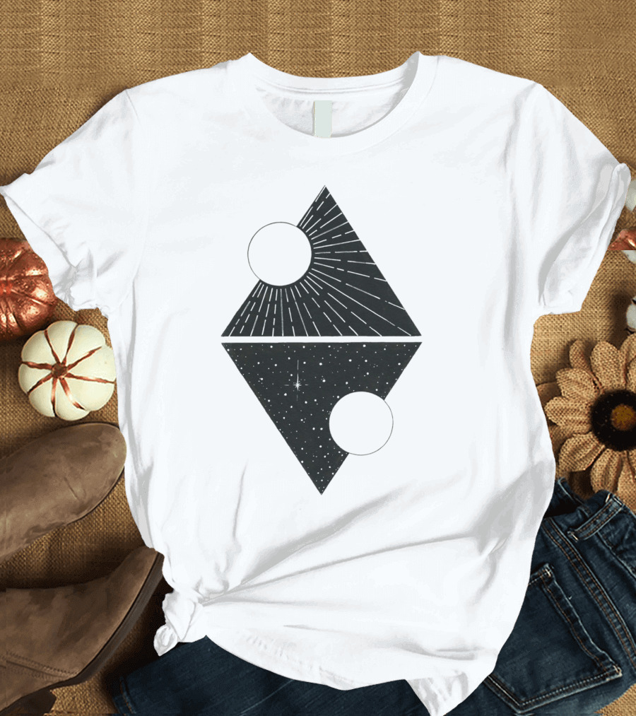 Day And Night Geometric Celestial Contrast T-Shirt