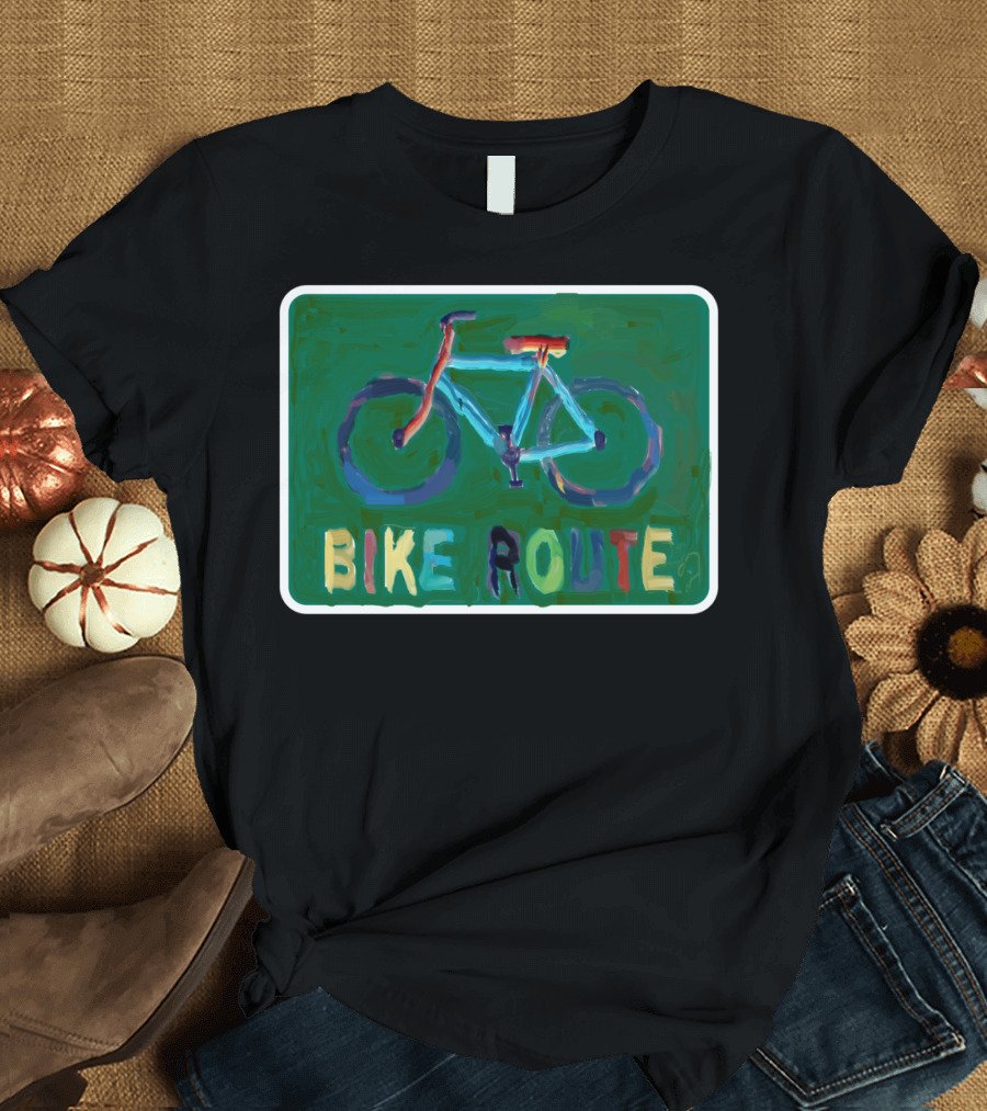 Bike Route Bicycle Colorful Sign T-Shirt
