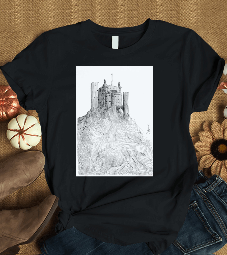 Castle of Stone with Pen and Ink Architectural T-Shirt