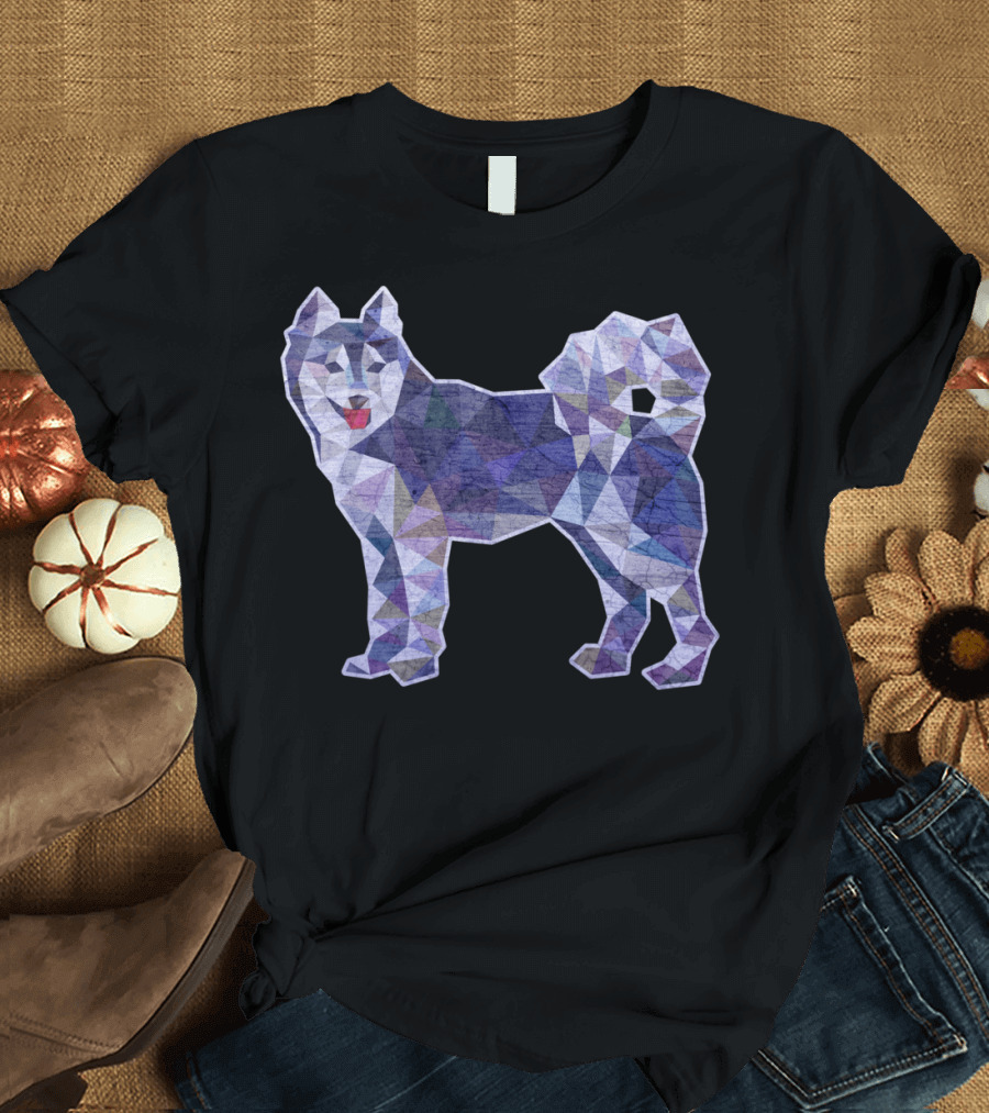 Husky Dog Triangle Low Polygon Style Geometric Wolf Hybrid T-Shirt