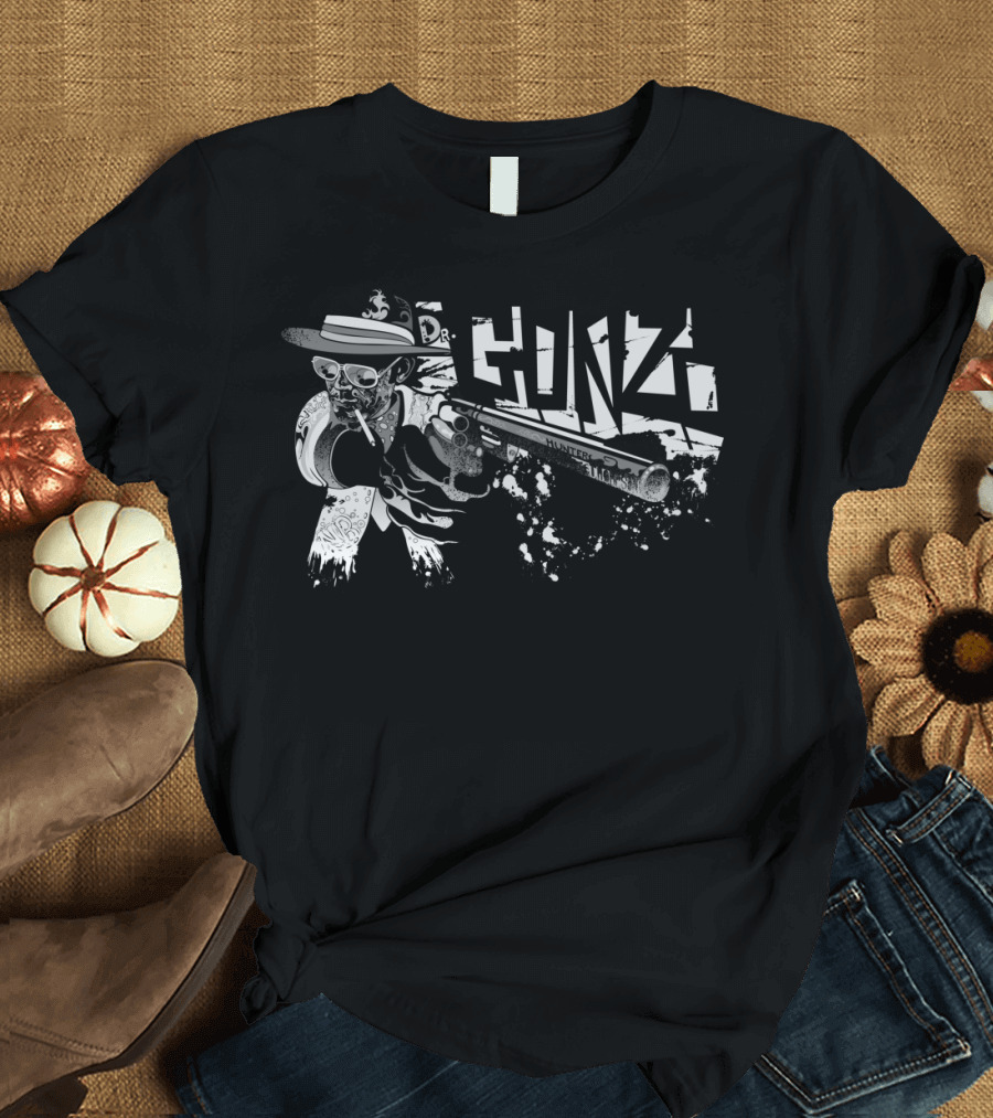 Dr. Gonzo Hunter S. Thompson Inspired Art with Gonzo Gun T-Shirt