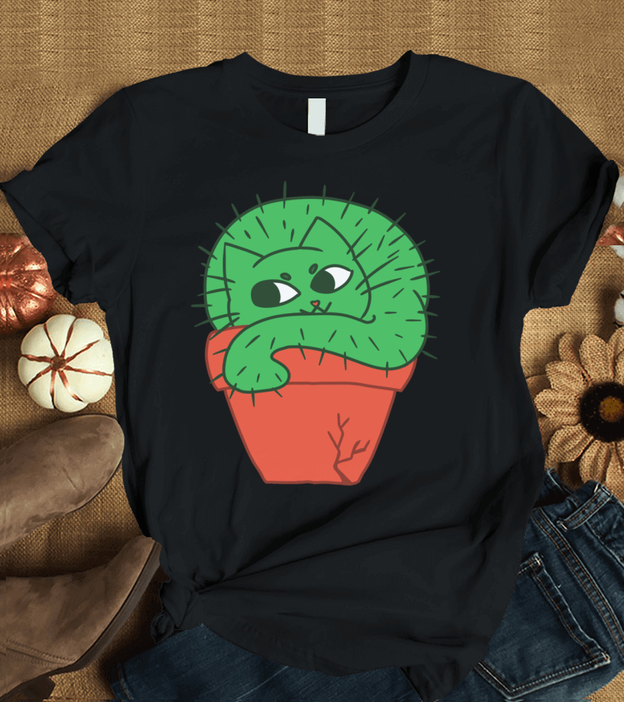 CAT CUS Cactus Cat in Pot T-Shirt