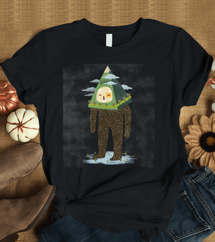 The Man Mountain with Forest Head and Cloud Surroundings T-Shirt