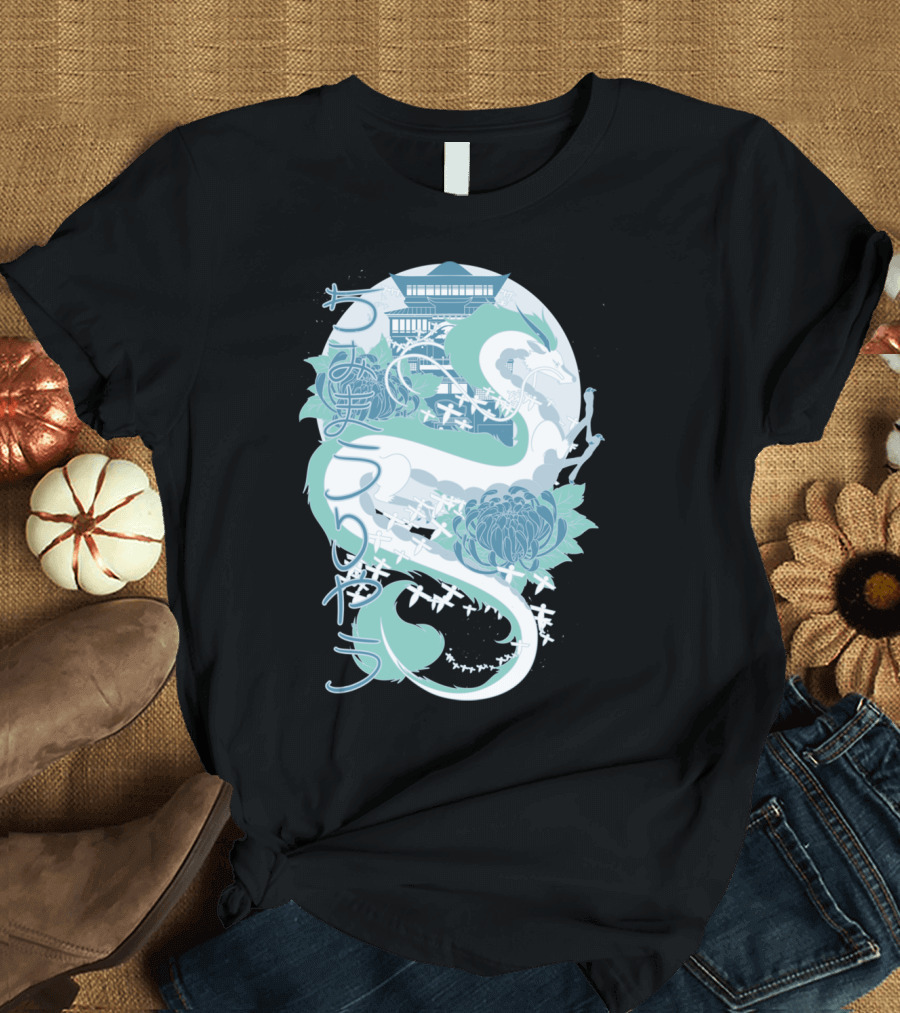 Dragon Of The Blue River Choco Japanese Dragon Blossom Pagoda T-Shirt