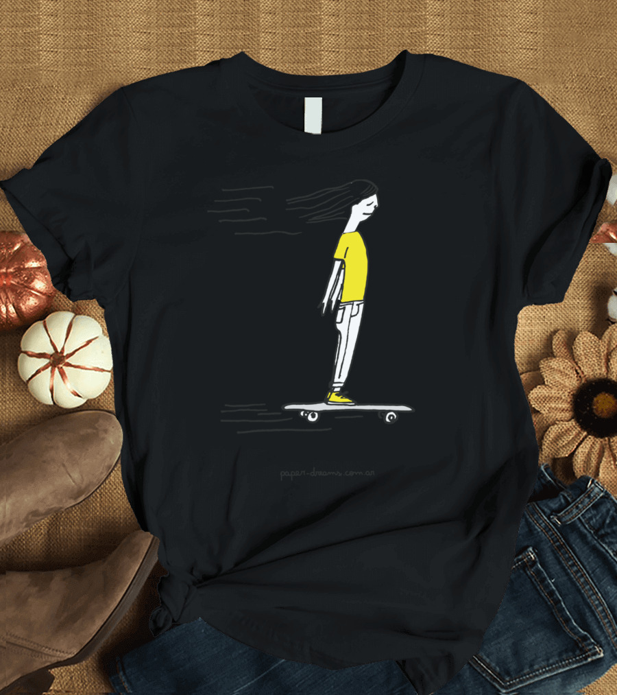 Feel It Papern-dreams Skateboard Girl Yellow T-Shirt