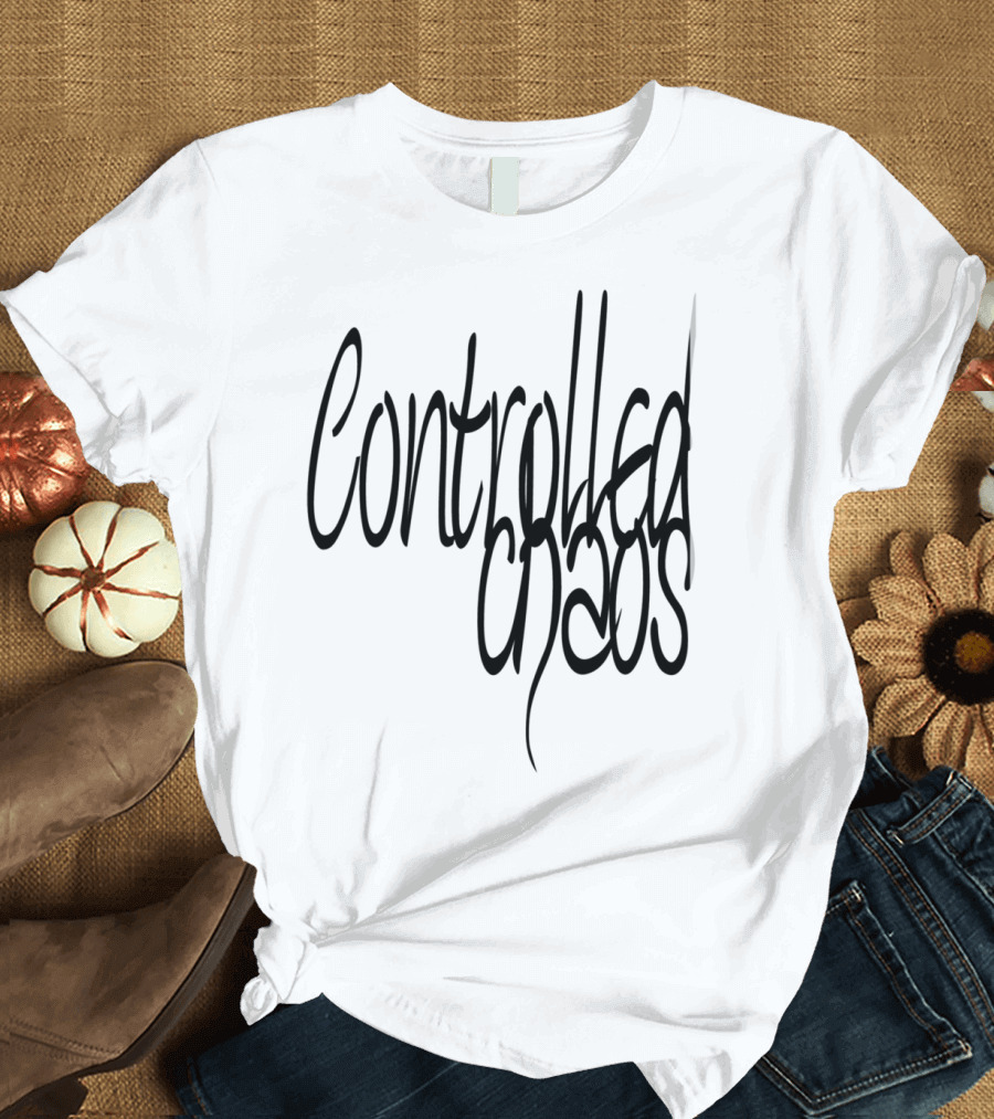 Controlled Chaos Distorted Typography Black T-Shirt